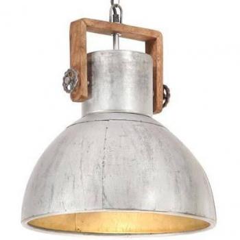 Lámpara colgante industrial 25 W plateada redonda 40 cm E27