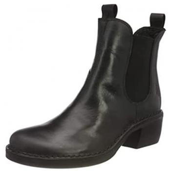 Fly London Black Block Heel Chelsea Boots for Women - Meme030Fly Rug Leather