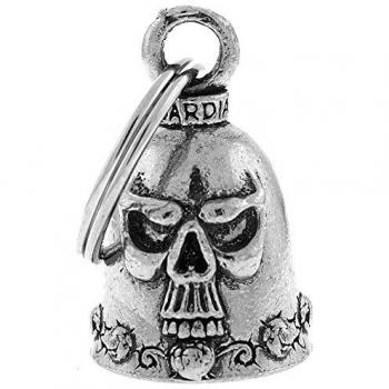 Guardian Bell - Campanilla amuleto de la suerte para motos con grabado de calavera