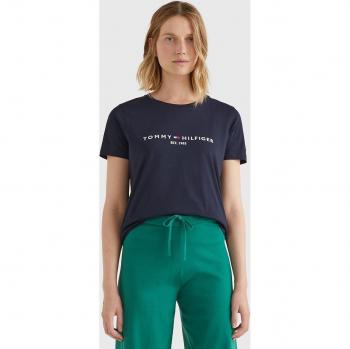 Camiseta Tommy Hilfiger Heritage Hilfiger para mujer de manga corta y cuello redondo en color marino