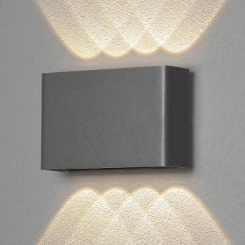 Aplique LED de exterior Konstsmide Chieri, 8 luces, antracita, moderno, 2x4 LED, gris oscuro, IP54