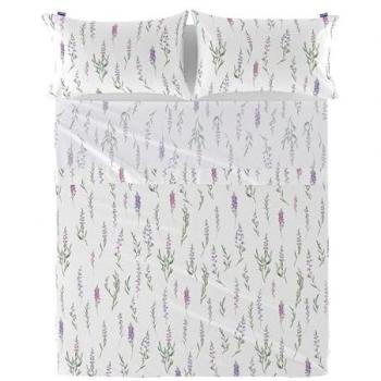 Juego de Sábanas Multicolor Lavanda 100% Algodón para Cama de 135/140 cm