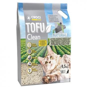 Arena aglomerante Croci Tofu Clean Active para gatos - 4,5 kg, biodegradable, 100% vegetal, con carbón activo, se puede lanzar en el inodoro, de larga duración