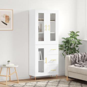 Aparador alto de madera contrachapada blanca 69,5x34x180 cm