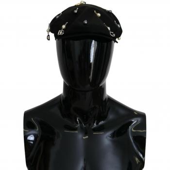 Dolce & Gabbana Black Cotton Embellished Newsboy Hat - 58 cm|M