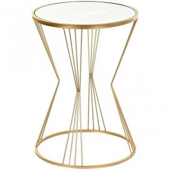 Fíjalo Mesita auxiliar metal espejo 40 x 40 x 55 mate dorado