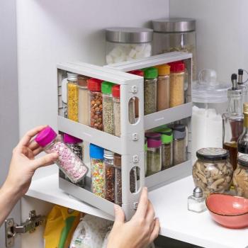 Organizador de Especias Deslizante y Pivotante Rispick InnovaGoods - Organizador de especias, diseño deslizante y pivotante, optimiza el espacio en la cocina, fácil acceso a las especias, fabricado