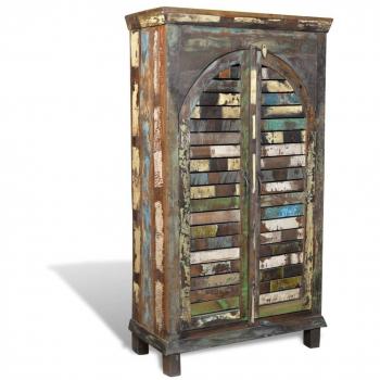 Librería Multicolor de Madera Reciclada con 3 Estanterías y 2 Puertas