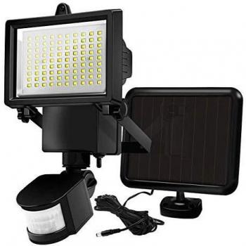 Foco solar negro con detector de movimiento y panel solar LED - COOPER NEGRO H22cm