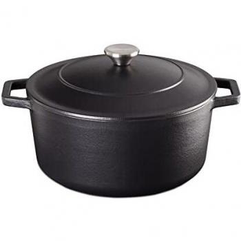Mellerware - Cacerola de hierro fundido CUKING Heavy 26cm 5,3L | Apta para todos tipos de cocina: vitrocerámica, gas, horno, placa electrica e induccion | Antiadherente | Libre PFOA y PTFE | Negra