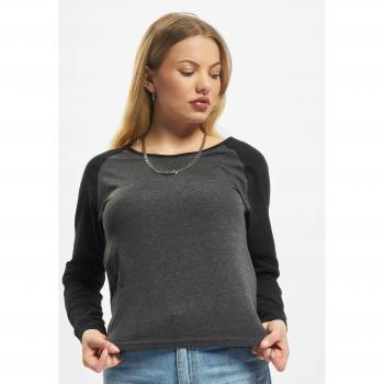 Urban Classics Ladies Contrast Raglan Longsleeve T-Shirt - Charcoal/Black - Sizes L to 5XL