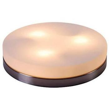 Plafón redondo de metal niquelado, 3xE27, 40W, 230V, Ø300mm, opal