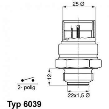 Interruptor de temperatura para ventilador del radiador BorgWarner (Wahler) 6039.95D