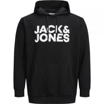 Jack & Jones Men's Corp Logo Hoodie - Black - Plus Size up to 6XL