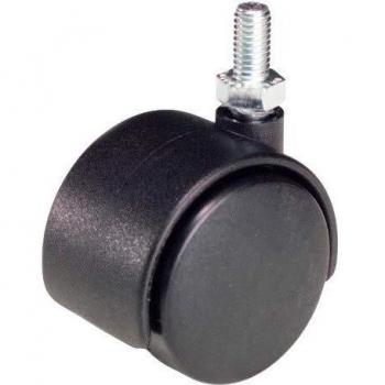 Rueda Domestica Nylon Negro Espiga M8x40 mm.