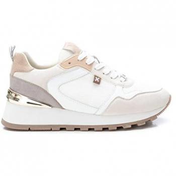 Zapatilla Xti Mujer Beige 140870 con Cordones y Suela Antideslizante