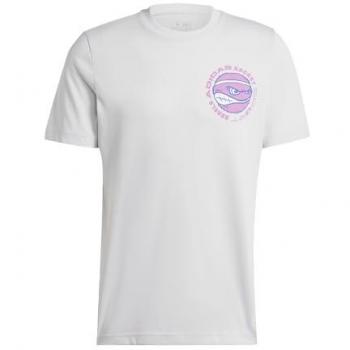 Camiseta de Manga Corta adidas Racket Sport Rebels Graphic para Hombre - Blanco, Multicolor, Talla XXL