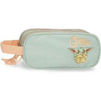 Estuche Escolar Triple Cremallera Grogu Verde Disney