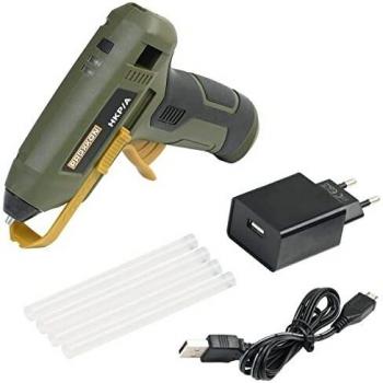 Pistola de pegamento caliente inalámbrica Proxxon HKP/A 3,6V con cargador USB y 4 barras de pegamento