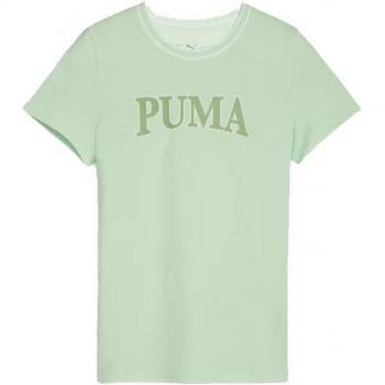 Camiseta Infantil Puma Squad Oliva Verde Limón de Manga Corta
