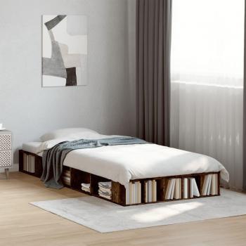 Guante de madera multicapa 90x200 cm roble ahumado y Estructura de cama madera de ingeniería roble ahumado 90x200 cm Vidaxl Marrón