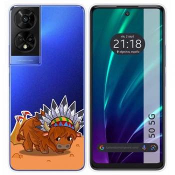 Funda Silicona Transparente Diseño Bufalo para TCL 50 5G