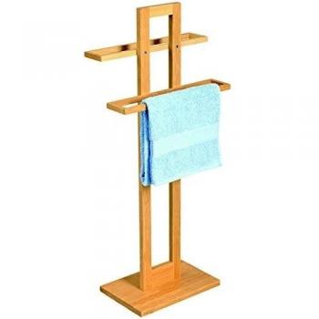 MSV MS544 - Toallero con bandeja de bambú, 37 x 25 x 85 cm, color beige