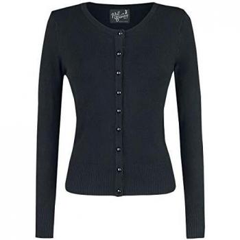 Hell Bunny Debbie Cardigan Mujer Cárdigan Negro XXL, 80% algodón,15% Nylon,5% elastán, Regular