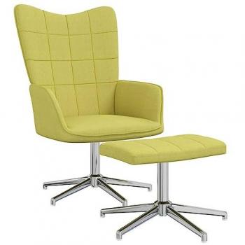 Sillón de relax con reposapiés tela verde vidaXL