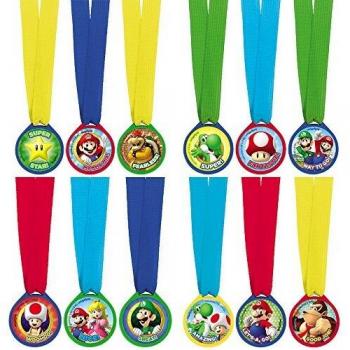 Super Mario Bros - Mini Award Medals, 12 Unidades