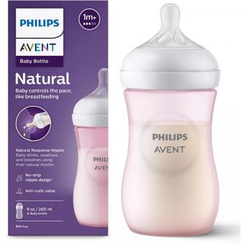 Philips Avent Natural Response 3.0 Baby Bottle, 260 ml, for ages 1 month and up, Pink