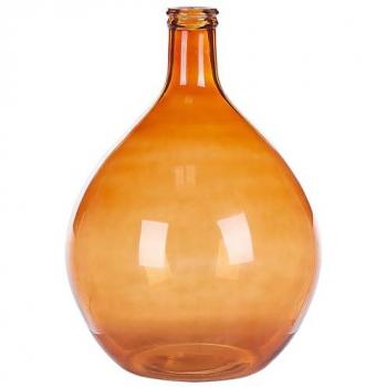Jarrón Decorativo de Vidrio Marrón Dorado Hecho a Mano 48 cm en Forma de Bocciolo