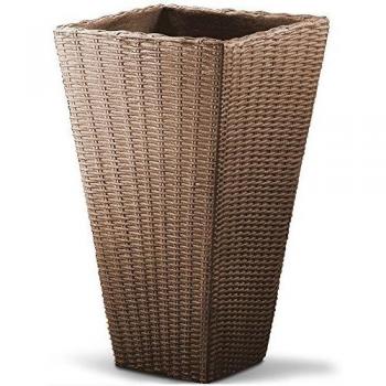 Jardinera de Poliratán Marrón 70x40x40cm Resistente al Clima y Rayos UV 59L