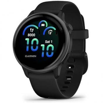 Garmin Vívoactive 6 Smartwatch - 42mm AMOLED GPS Black/Slate with Black Silicone Band