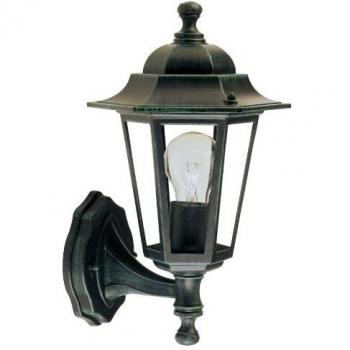 Farol Jardín Hexagonal Verde Soporte Bajo
