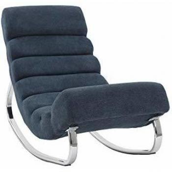 Sillón mecedora moderno efecto terciopelo azul Taylor