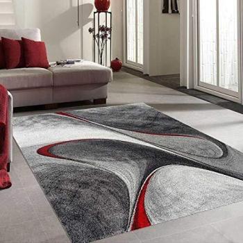 Alfombra moderna 200x200 cm MADILA Roja - Polipropileno - Motivos geométricos cuadrados