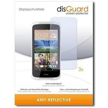 3 x disGuard Anti-Reflective Lámina de protección para HTC Desire 326G Dual Sim / 326-G - ¡Protección de pantalla antirreflectante con recubrimiento duro! CALIDAD PREMIUM - Made in Germany