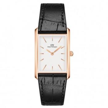 Reloj Daniel Wellington Bound DW00100698 Unisex de Acero con Correa de Cocodrilo Negra y Detalles en Oro Rosado