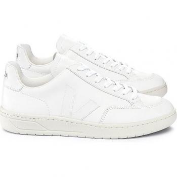 Veja Men's V-12 Leather Sneakers in Extra White, Size UK 8