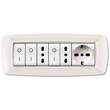 Marco de interruptor eléctrico 7 posiciones blanco con marco negro