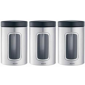 Brabantia 335341 Set de Botes de Mirilla, Gris Mate y Negro, 1,4 litros, 3