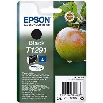 Epson T1291 - Cartucho de Tinta Durabrite Original, Negro con Etiqueta de Seguridad RF y Acoustic Magnetic (C13T129140)
