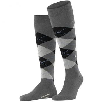 Burlington Edinburgh Men's Knee-High Socks with Warm Wool, Eco-Friendly, Grey (Asphalt Melange 3180), Size 6.5-11