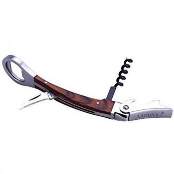LAGUIOLE - Sommelier con una sola palanca en acero inoxidable y madera de pakka - Multifunción - acero inoxidable satinado, madera de pakka - Marrón oscuro