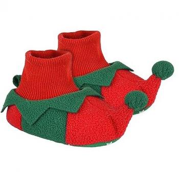 Baby Plush Christmas Elf & Reindeer Soft Sole Slippers for Winter