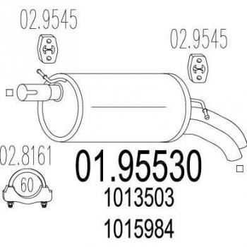 Silenciador trasero MTS 01.95530 para VW, FORD, SEAT (incluye modelos Sharan y Galaxy)
