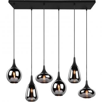 Lámpara Colgante Lineal Trio Lumina Estera Negra 6xE14 93cm