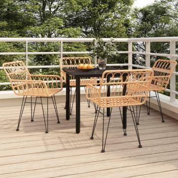 5-Piece Poly Rattan Garden Dining Set