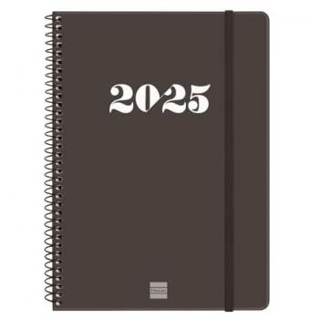 Finocam - Agenda Espiral My 2025 Semana Vista Horizontal Negro Enero 2025 - Diciembre 2025 (12 meses) Español